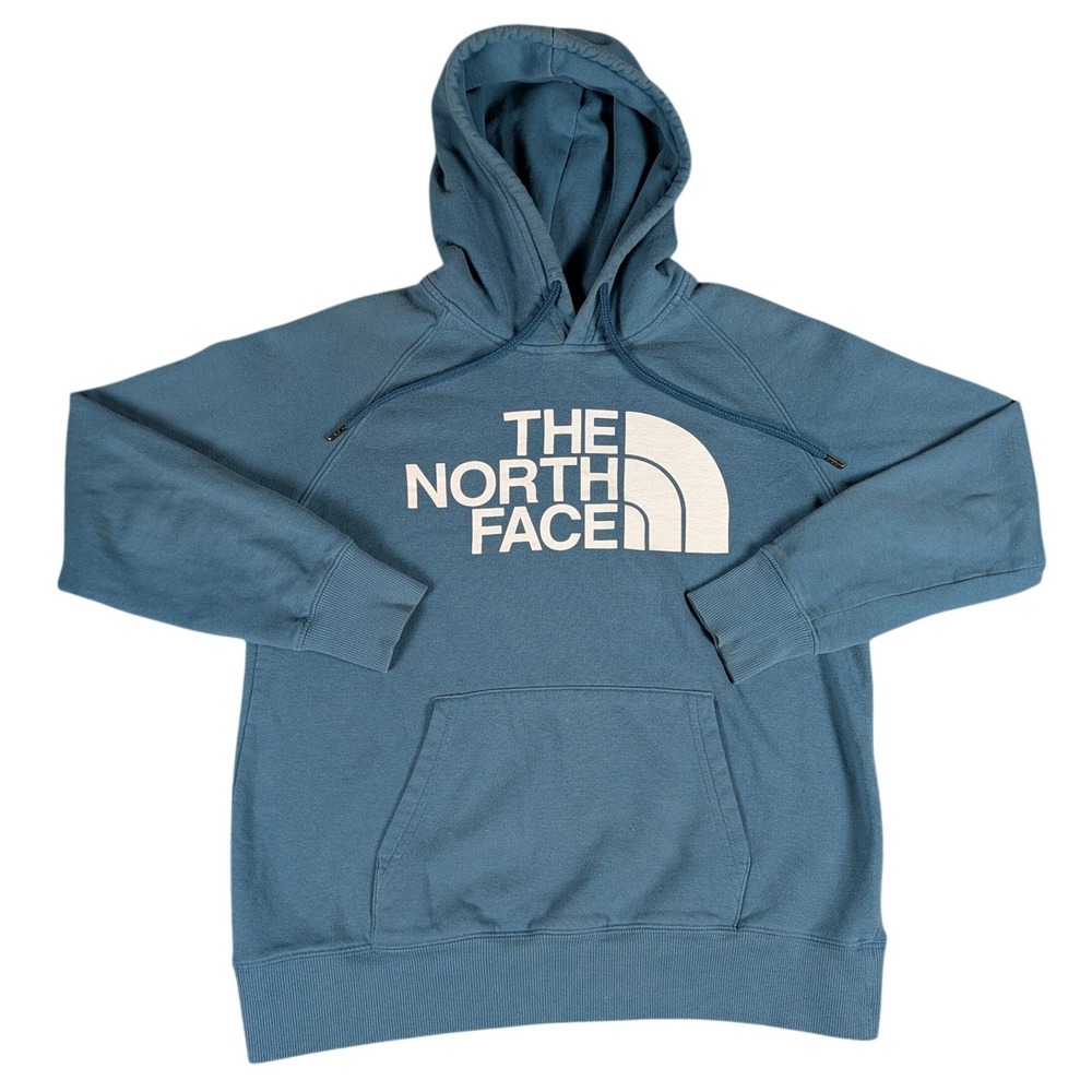 The North Face Womens Blue Logo Graphic Pullover Hoodie Sweatshirt 6678